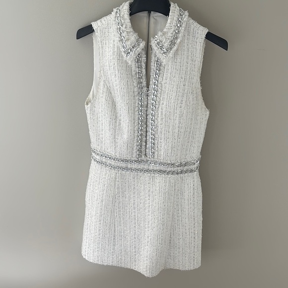 Alice + Olivia White and Silver Tweed Dress 6 - Picture 1 of 4